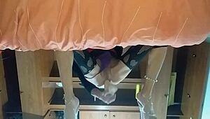 The latina shemale thrusts her new toy into her tight ass