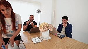 Horny milf fucks two college students threesome