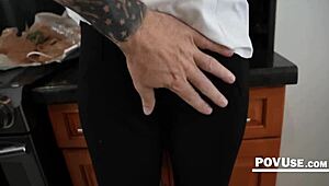 idiot milf thinks letting step son fuck her is punishment for him