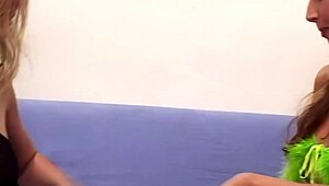 Five hot chicks share one dick in fffffm group sex