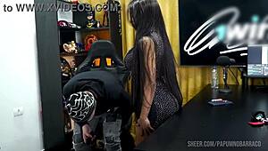 ruan gets super horny as bibi griffo grinds on his lap deliciously in the podcast