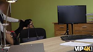 This vip4k casting has the unemployed brunette stripping for cash. No other option!