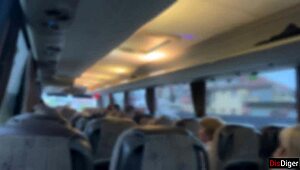 public dick flashing - risky handjob in public bus full of people cum by hand 😈