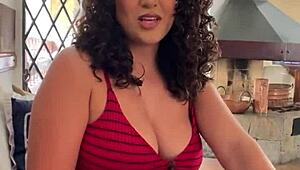 busty latina pov deepthroat and doggy after interview.