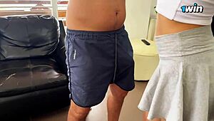 Boyfriend fucks me during workout interview with natural tits and ass