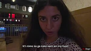 girl gets cum on face in sushi bar