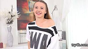 Girl delivers POV blowjob then takes narrow pussy pounding