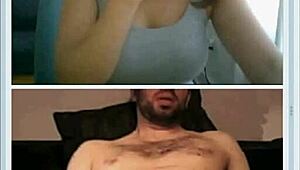 Cute girl helps stranger jerk off on webcam.