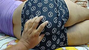 college girl puja gets her sexy ass massaged by an old housewife