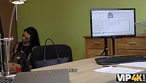 This vip4k casting has the unemployed brunette stripping for cash. No other option!