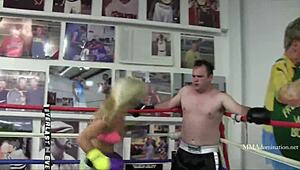Blonde bombshell competes in mixed boxing match