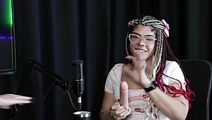 i got horny from interested people tasting milk kissing presenter and showing blowjob - sofie lollipop trans