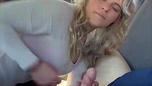 real hooker with blonde hair gives a bbbj & gets bent over & fucked bareback from behind & takes a load on her ass