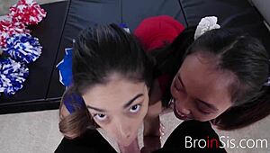 Step Sisters Cheer-Lead and Win Cock - Aria Skye and Harmony Wonder