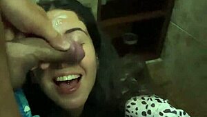 girl gets cum on face in sushi bar