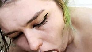 Very hot goth nikki greaves sucks huge cock pov