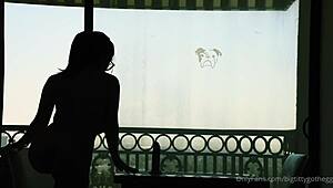 Big titty goth rides silhouette dildo solo 😈