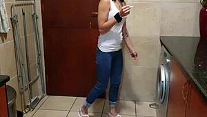 pisswhore peeing in her jeans smoking stripping