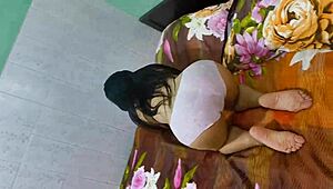 Early morning workout happens on the bed with student.