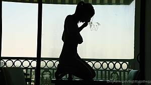 Big titty goth rides silhouette dildo solo 😈
