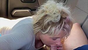 real hooker with blonde hair gives a bbbj & gets bent over & fucked bareback from behind & takes a load on her ass