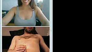 Cute girl helps stranger jerk off on webcam.