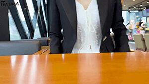 in korea, a woman in her forties explores outdoor exhibitionism and falls for a foot fetish guy