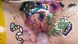 beetlejuice themed masturbation with dildos leads to hot sex and dirty slaps