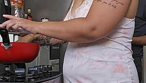 pregnant woman showing off her body in public