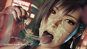 Sloppy shemale performs cumshot sucking with small tits