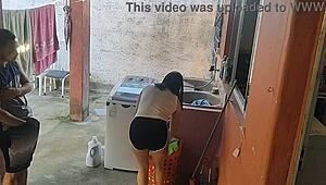 Young Maid Licks And Sucks Big Cock After Wife Leaves!