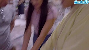 Can you believe this amateur teen sucking big black cock in public?