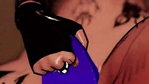 this trans girl rides a dildo in vr and cums hard