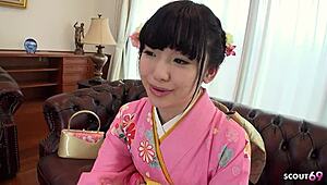 Japanese Traditional Geisha Teen Seduce To First Time Play Her Hairy Pussy At Uncensored Casting