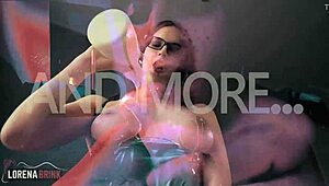 Sloppy shemale performs cumshot sucking with small tits