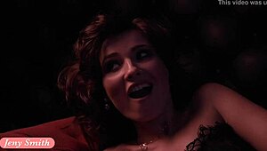 Jeny Smith Red Corset And Stockings Photo Shoot