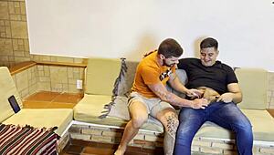 Yuri Gaúcho fucks married man's ass, wife watches via video call in gay sex.