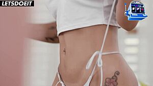 Hey, sexy blonde step mom kenia seduces her step son into a hot fuck