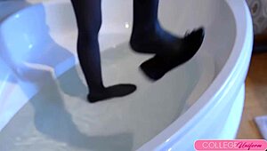 sophia smith drenched in bathtub tight school outfit 😏