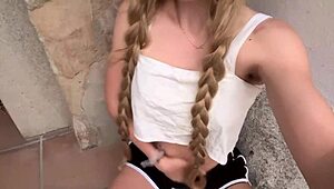 My stepdad leaves me outside the house and i wait for him very horny in the front yard