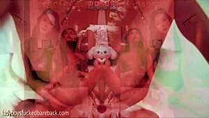 Sloppy shemale performs cumshot sucking with small tits