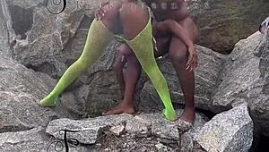 ⭐️I Seduced The Tourist Guard And Fucked Him On The Rock!