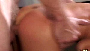 this slut with big fake tits gets cum on her face