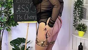 Curvy Woman in Stockings and Lingerie Posing