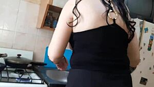 while my stepmom cooks dinner, my girlfriend licks my pussy.