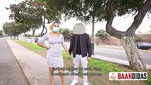 unfaithful girlfriend caught outdoors and fucked hard by two guys