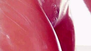 Intense lesbian lovers shower together passionately