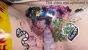 beetlejuice themed masturbation with dildos leads to hot sex and dirty slaps