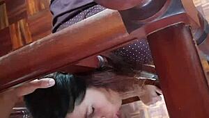 Young housewife stepmom gets stuck and fucked hard, pov blowjob, cumshot facial, rough doggystyle, big pussy lips.