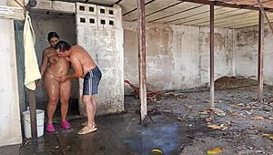 My stepmother catches me watching her outdoor shower.